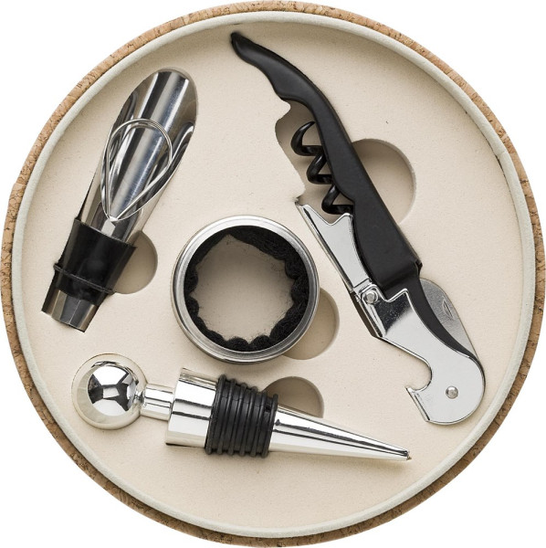 Weinset aus PU mit Korkoptik Milana