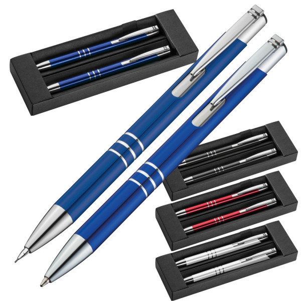 Schreibset mit Kugelschreiber und Druckbleistift aus Metall KELLY