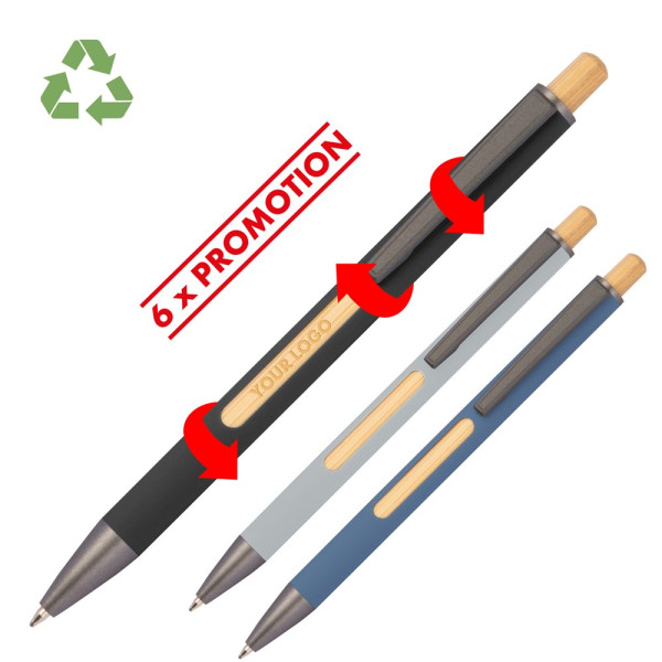 Kugelschreiber mit 6-fach wechselndem Bambusfenster MARIA